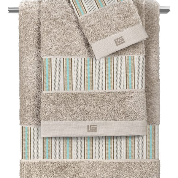 Σετ 3τμχ Πετσέτες Pinstripe Natural Guy Laroche