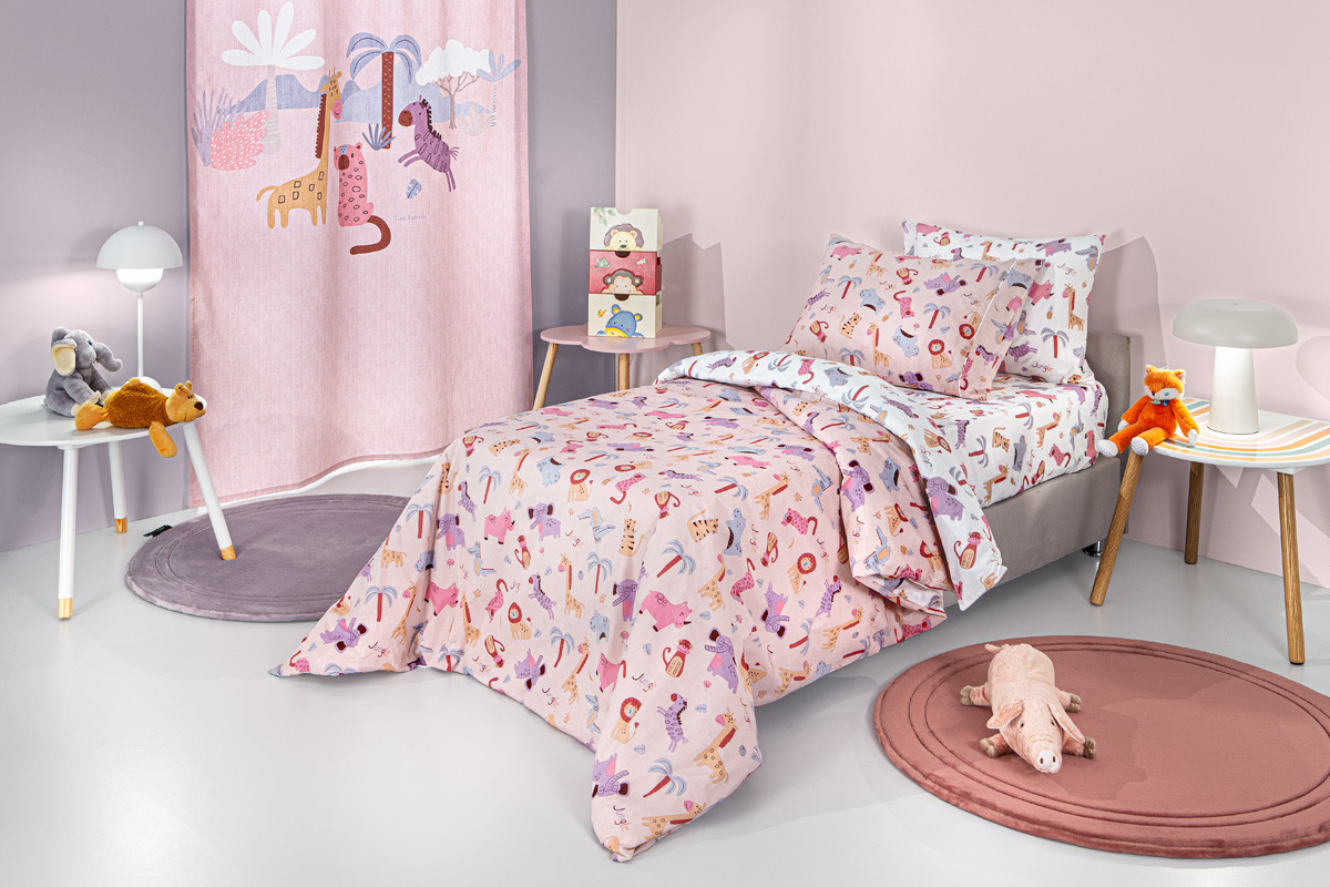 Σετ 3τμχ Παιδικά Σεντόνια Jungle Pink Guy Laroche
